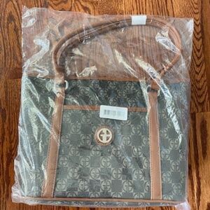 Giani Bernini Brown Khaki Tote Bag Women’s Purse NWT Zippered